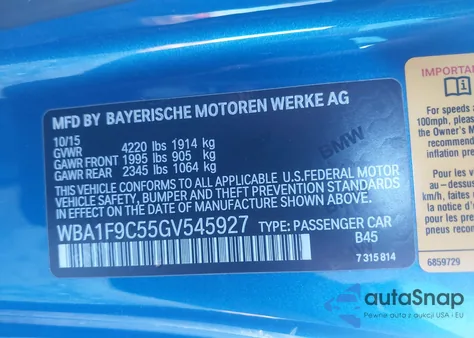 2016 BMW 228I z USA, uszkodzony, nr VIN WBA1F9C55GV545927